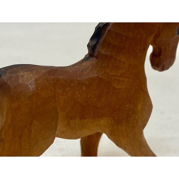 VINTAGE HAND CARVED WOODEN PONY HORSE 3” PRIMITIVE Folk Art - Picture 9 of 11